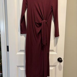 Gap Burgundy Long Sleeve Dress with Knot at the Waist Price Drop